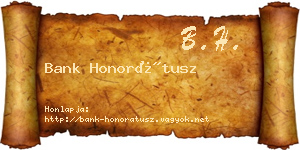 Bank Honorátusz névjegykártya